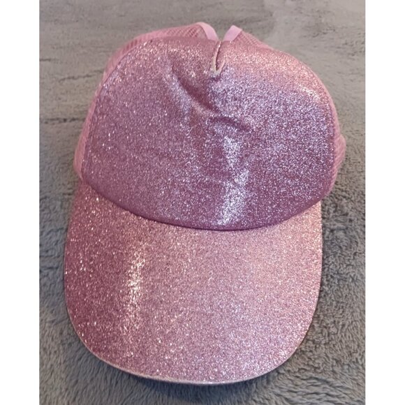 pink sparkle front womens mesh back snapback cap hat OSFM NEW - Picture 1 of 3